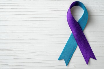 Poster - A minimalist design of a ribbon symbolizing awareness with clean lines and soft gradients on a white background
