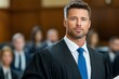 © Thanyarat - An attorney standing confidently in a courtroom, holding a legal brief while addressing the judge and jury
