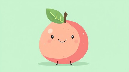 Canvas Print - A cute cartoon illustration of a smiling peach.