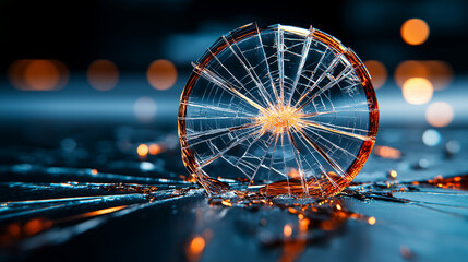 Poster - cracked windshield with intricate patterns and reflections