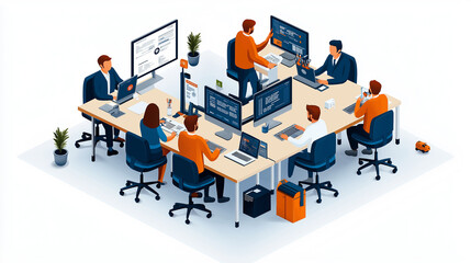 Poster - Modern office environment showcasing employees collaborating and working