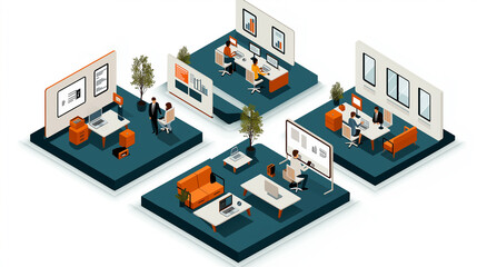 Poster - Modern office environment showcasing employees collaborating and working