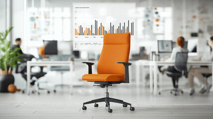Aufkleber - orange office chair in modern workspace with employees working