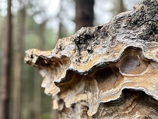 Poster - Close-up of a decaying tree stump with intricate patterns and textures.