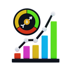 Aufkleber - 3D Market Trends with Growth Arrows