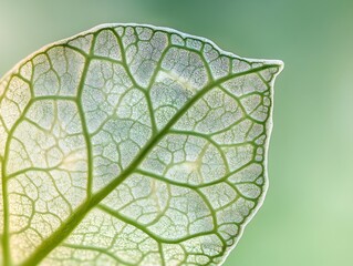 Poster - Close-up of a leaf's intricate vein structure, translucent and glowing.