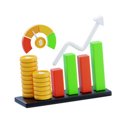 Aufkleber - 3D Economic Indicators with Financial Metrics