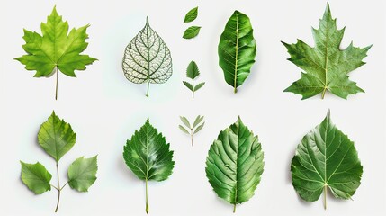 Canvas Print - A collection of various green leaves, showcasing different shapes and sizes.