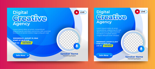 Fototapete - Digital Business Webinar banner invitation template design. vector