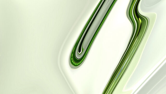 3d rendering of green glass of fluid design over white background