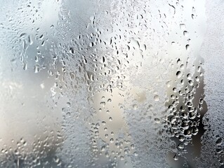 Poster - Here's a description for your stock photo

 Close-up of condensation droplets on a cold windowpane.