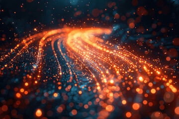 Poster - abstract light paths reminiscent of energy flows or data moving through digital space.  
