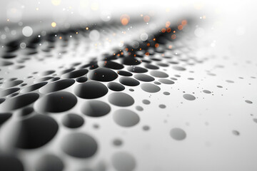 Poster - an abstract composition made in black and white with the addition of small orange accents.  