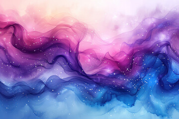Poster - abstract composition consisting of smooth multi-colored lines and wavy shapes.  