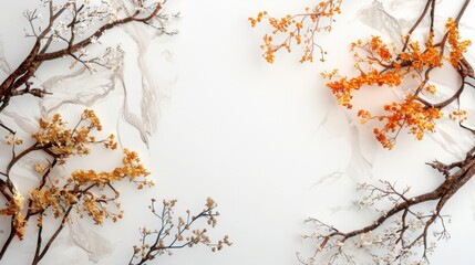 Aufkleber - Create minimal line art leaves in gold on white botanical background for home decor inspiration