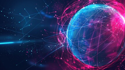 Bright Pink and Blue 3D Abstract Sphere - a vibrant and modern geometric background. The dynamic interplay of colors creates a striking and engaging visual.