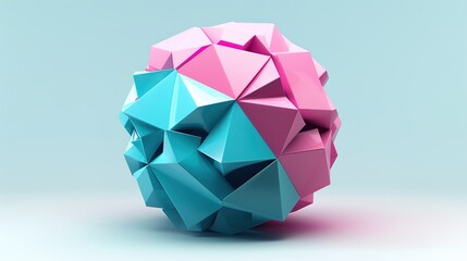 Wall Mural - Bright Pink and Blue 3D Abstract Sphere - a vibrant and modern geometric background. The dynamic interplay of colors creates a striking and engaging visual.