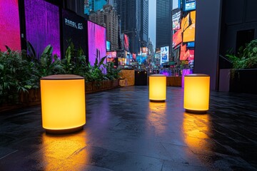 Aufkleber - A cyberpunk-themed award ceremony featuring neon-lit podiums, holographic screens displaying winnersâ€™ names, and a futuristic city backdrop