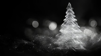 Fototapete - Abstract outline of a Christmas tree with soft focus and bokeh effect