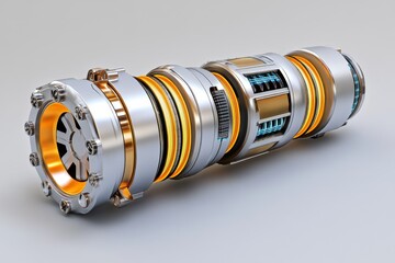 Aufkleber - A digital illustration of an axle system designed for a futuristic spacecraft, glowing with energy and advanced materials