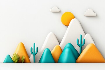 Poster - A flat graphic of an axe pick head with modern, sleek curves, surrounded by abstract mountain shapes