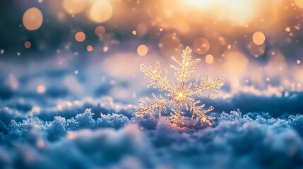 Poster - Christmas background with snowflakes and bokeh lights. Festive decoration. - Generated AI