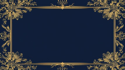 Fototapete - Elegant gold and navy snowflake border, perfect for sophisticated holiday templates and posters.