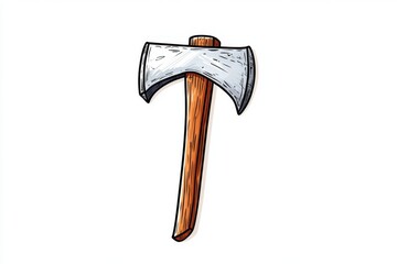 Leinwandbilder - A simple outline of an axe pick with clean geometric lines and a sharp angle, set against a white background
