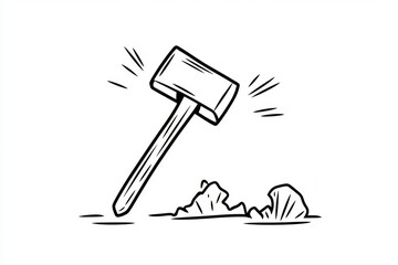Aufkleber - A simple outline of an axe pick with clean geometric lines and a sharp angle, set against a white background