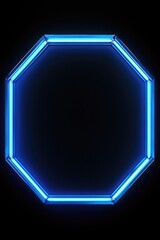 Poster - Blue Neon Frame on Black Background