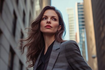 Canvas Print - Woman in business attire in urban setting