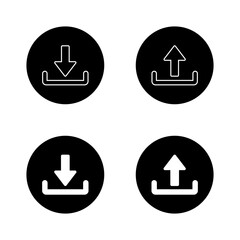 Fototapete - Download and upload icon on black circle. Downloading and uploading sign symbol