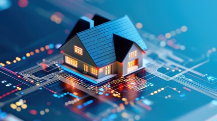 Poster - a smart home control panel displayed on a tablet, showcasing various connected devices like lights, 