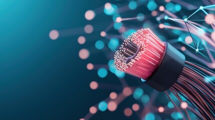 Poster - abstract representation of data flowing through fiber optic cables, forming a dynamic and interconne