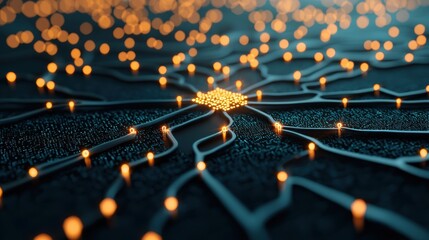 Poster - a futuristic interface with data streams and holographic projections, visualizing the concept of dig