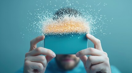 Poster - a person using a smartphone for video streaming, highlighting the entertainment and multimedia capab