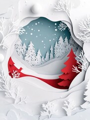 Wall Mural - winter landscape with snow and trees