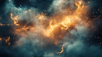 Wall Mural - cosmic nebula, space, stars, galaxy, universe, fire, energy, abstract