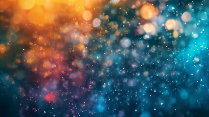 Poster - Soft bokeh lights in warm yellow and cool blue shades, creating a dreamy and festive abstract background with a sense of depth.