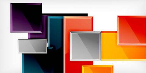 Poster - Glass toy style square shapes abstract design. Vector Illustration For Wallpaper, Banner, Background, Card, Book Illustration, landing page