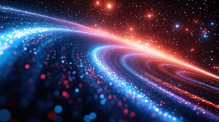 Wall Mural - A vibrant cosmic scene depicting swirling stars and colorful particles in space.