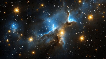 Wall Mural - A vibrant cosmic scene showcasing nebulae and stars in the depths of space.