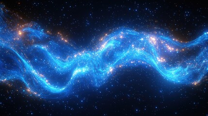 Wall Mural - A vibrant cosmic wave of stars and light in a dark space backdrop.