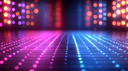 Wall Mural - A vibrant, illuminated floor with colorful lights creating a dynamic atmosphere.
