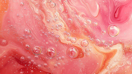 Poster - Colorful abstract design with bubbles in pink and orange hues creates a vibrant atmosphere