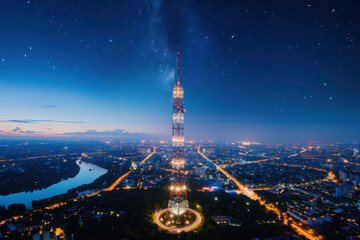 Poster - Optimizing data streams in telecommunications network towers illuminating urban landscapes at night