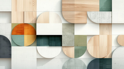 Poster - Creating tranquil spaces abstract geometric pattern art in sage green and cream for scandinavian interiors