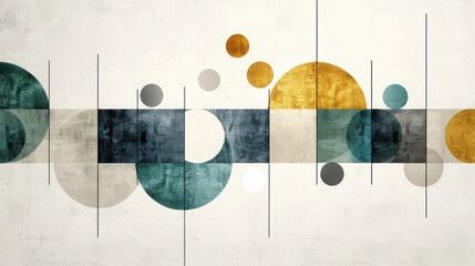 Poster - Creating serenity through abstract geometric patterns in sage green and cream scandinavian home decor digital artwork modern living space artistic perspective