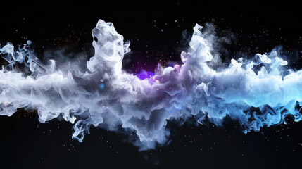 Poster - Mysterious deep purple and silver abstract smoke art digital realm visual artwork ethereal environment artist's perspective