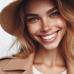 Poster - Happy Woman A close up of a smiling woman in her s with a bright
